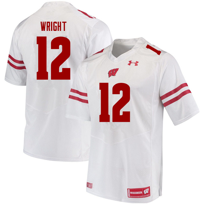 Men #12 Daniel Wright Wisconsin Badgers College Football Jerseys Sale-White